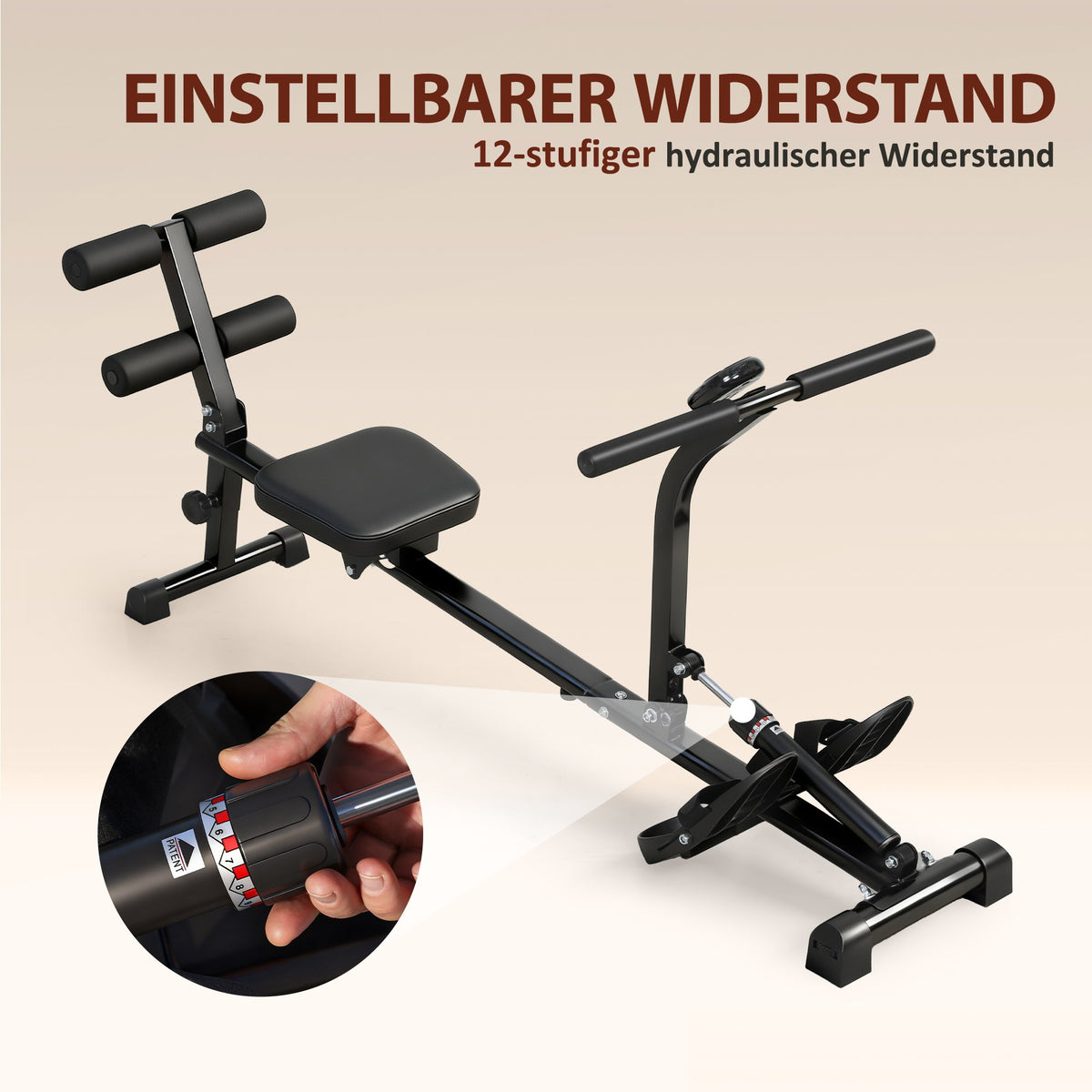2-in-1 Rowing Machine, Adjustable, LCD Display, Steel Frame