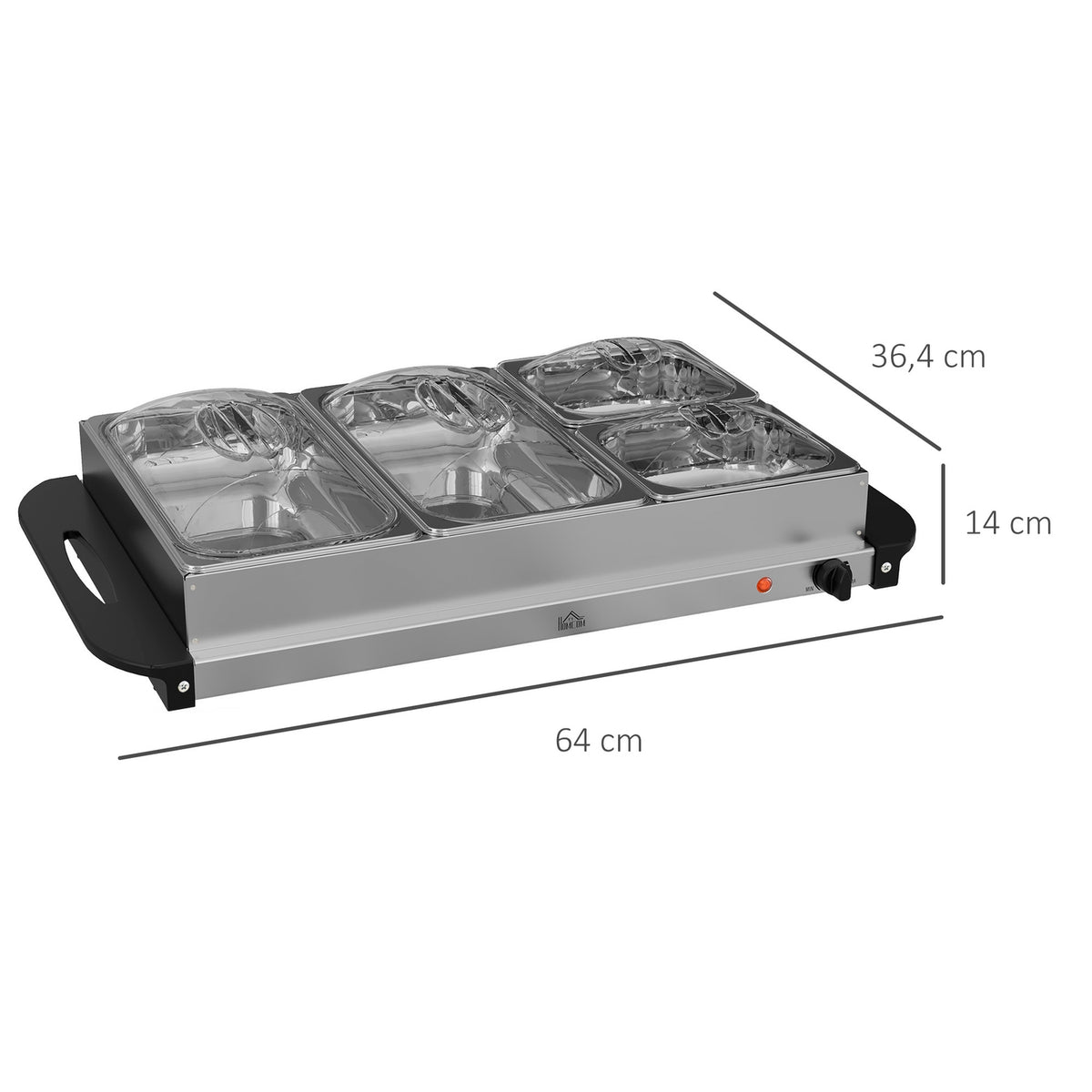2-in-1 buffet warmer 6.8L hot plate 300 Watt stainless steel food warmer silver