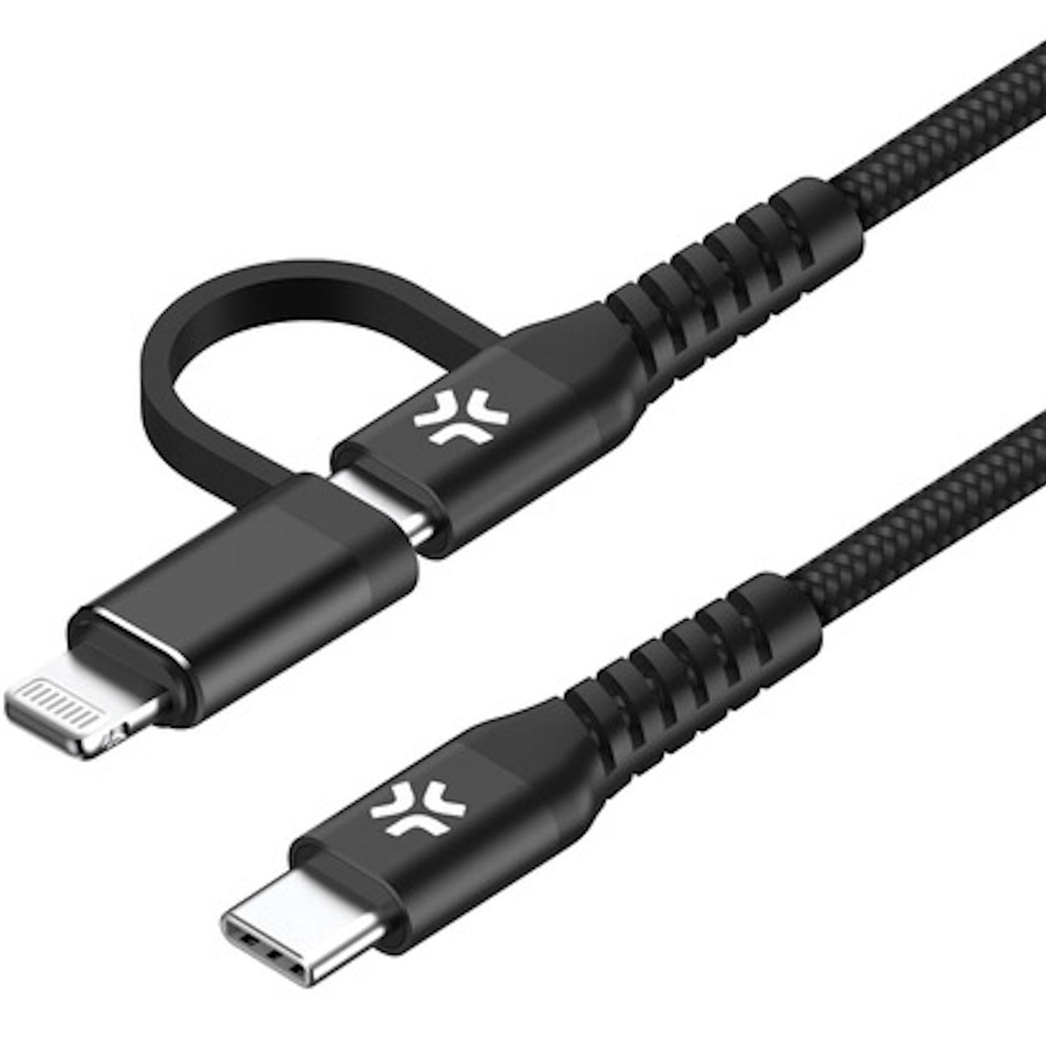2-in-1 cable USB-C - USB-C/Lightning 60W 1m Black