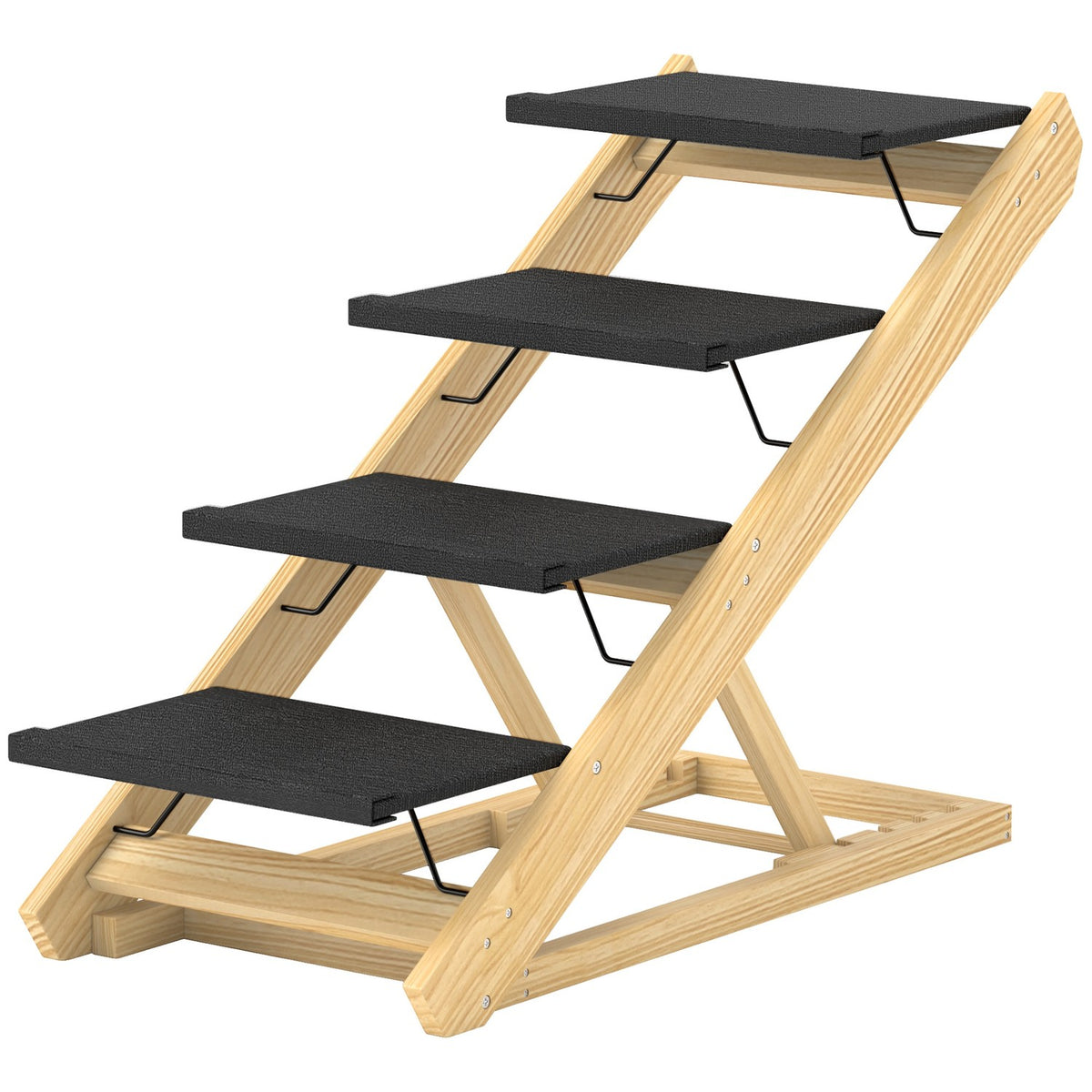 2 in 1 dog stairs 4 steps 62.5 cm, height adjustable pet stairs, foldable dog ramp with non-slip surface for bed, sofa