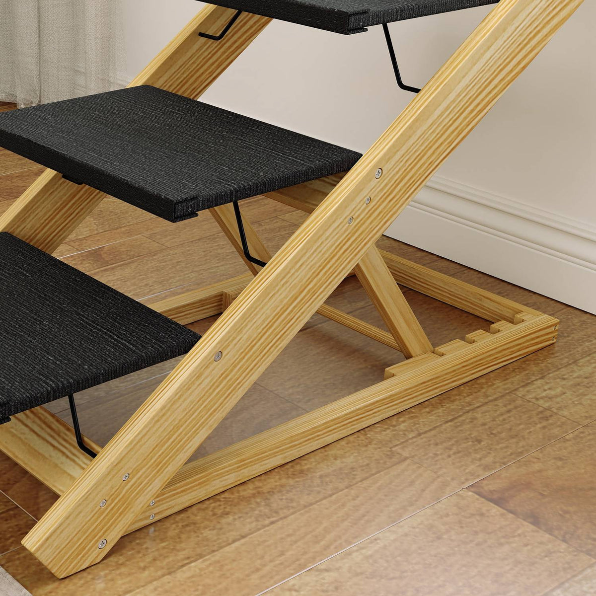 2 in 1 dog stairs 4 steps 62.5 cm, height adjustable pet stairs, foldable dog ramp with non-slip surface for bed, sofa