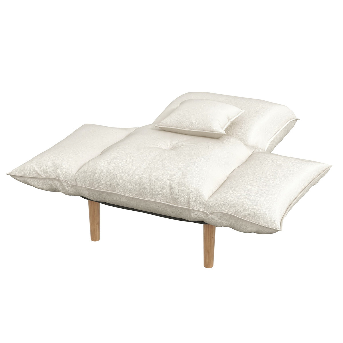2-in-1 lounge chair, adjustable relaxation chair & accent chair, floor chair with cushion, microfiber cloth, cream, up to 120 kg