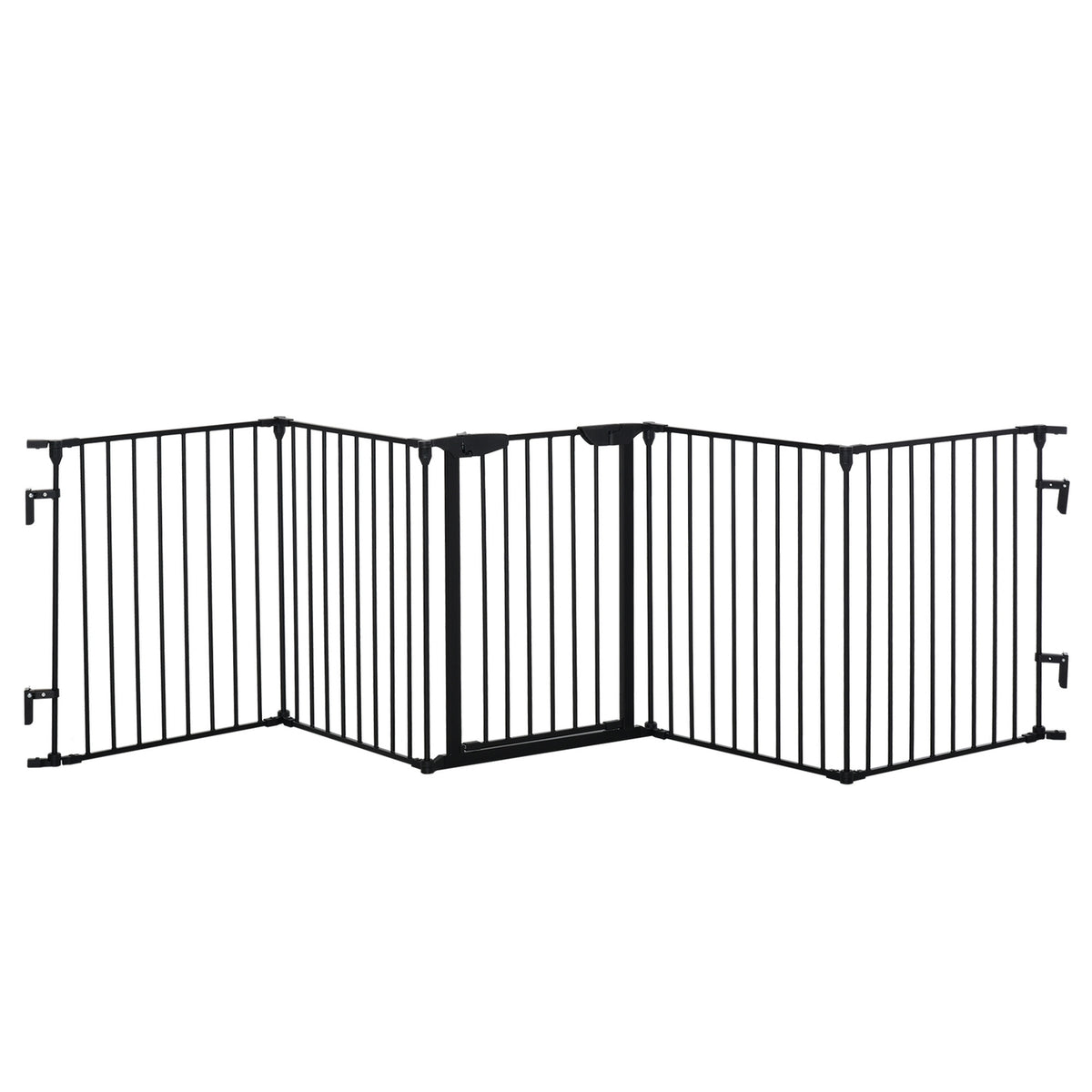 2 in 1 puppy run 5-piece folding barrier with door for small and medium-sized dogs, DIY puppy playpen 300 x 74.5 cm metal black