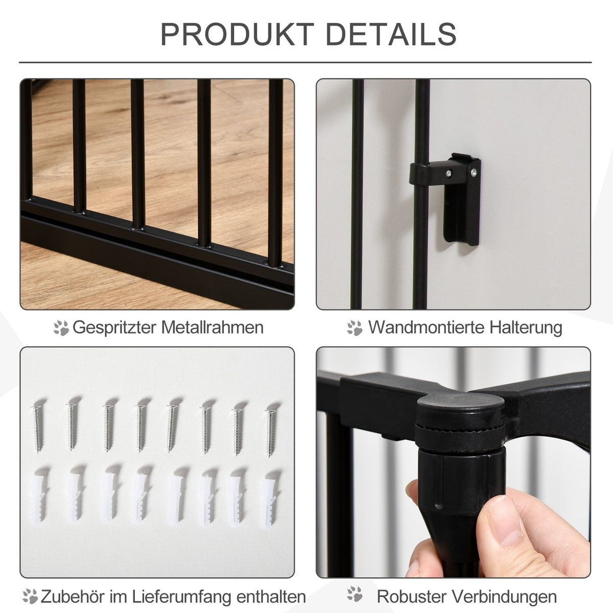 2 in 1 puppy run 5-piece folding barrier with door for small and medium-sized dogs, DIY puppy playpen 300 x 74.5 cm metal black