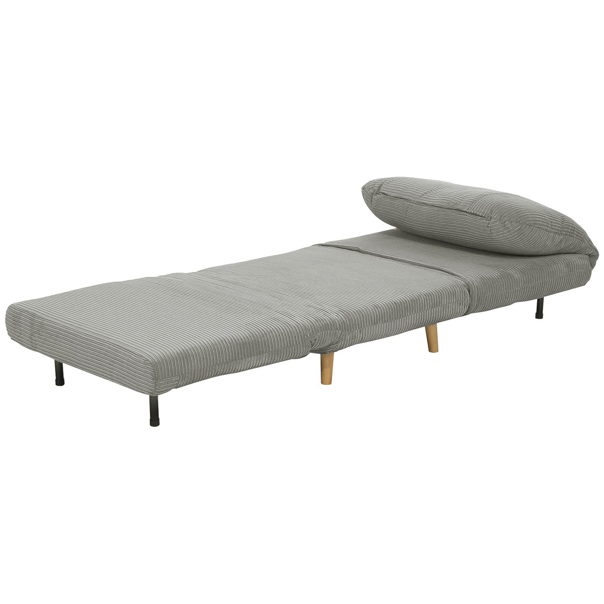 2-in-1 sofa bed, chair bed, adjustable folding mattress, guest bed in corduroy look, for bedroom, living room, gray 82 x 89 x 83 cm