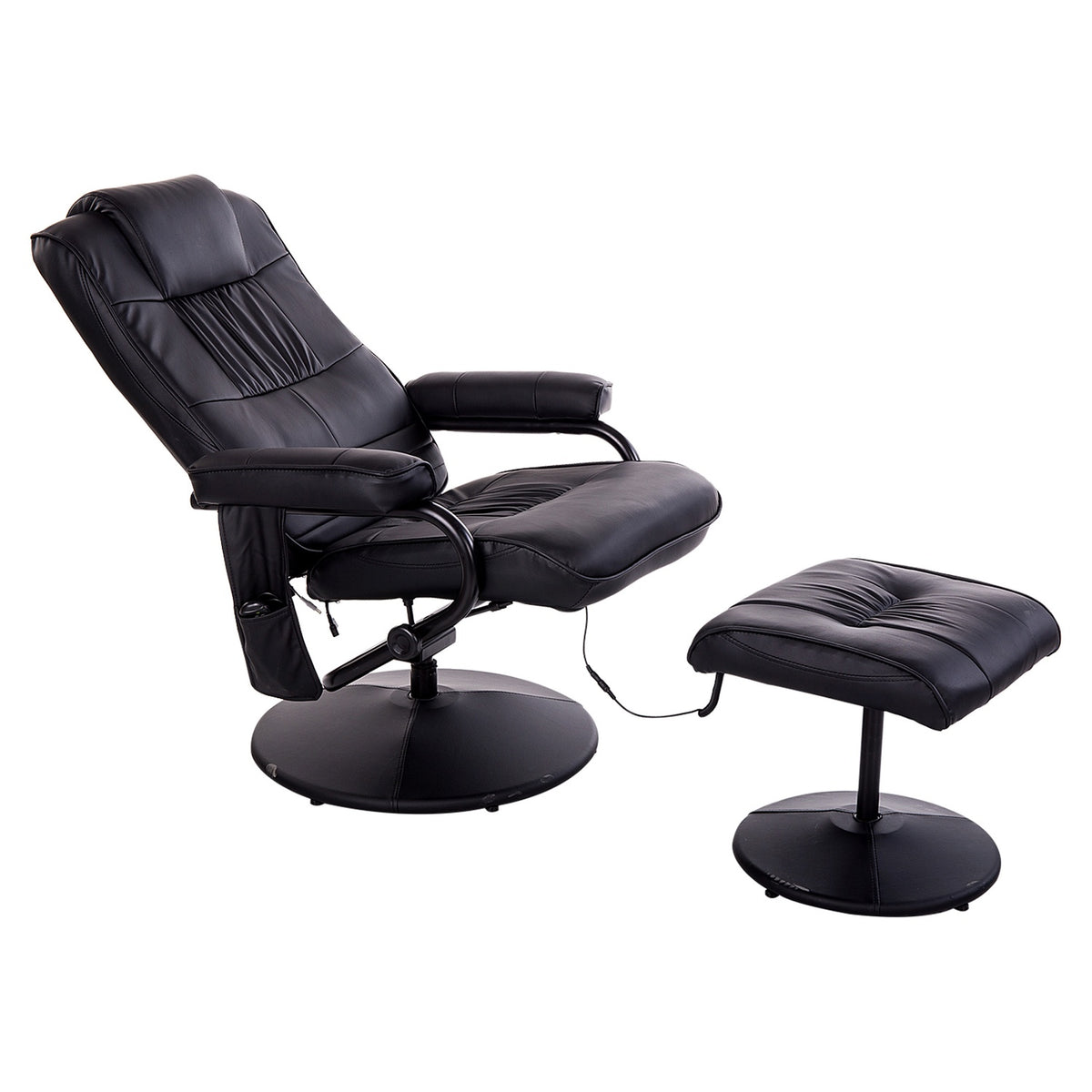 2-piece massage chair TV chair with reclining function, 360° rotatable, 10 massage points, remote control, imitation leather, W77 x D84 x H95 cm, black