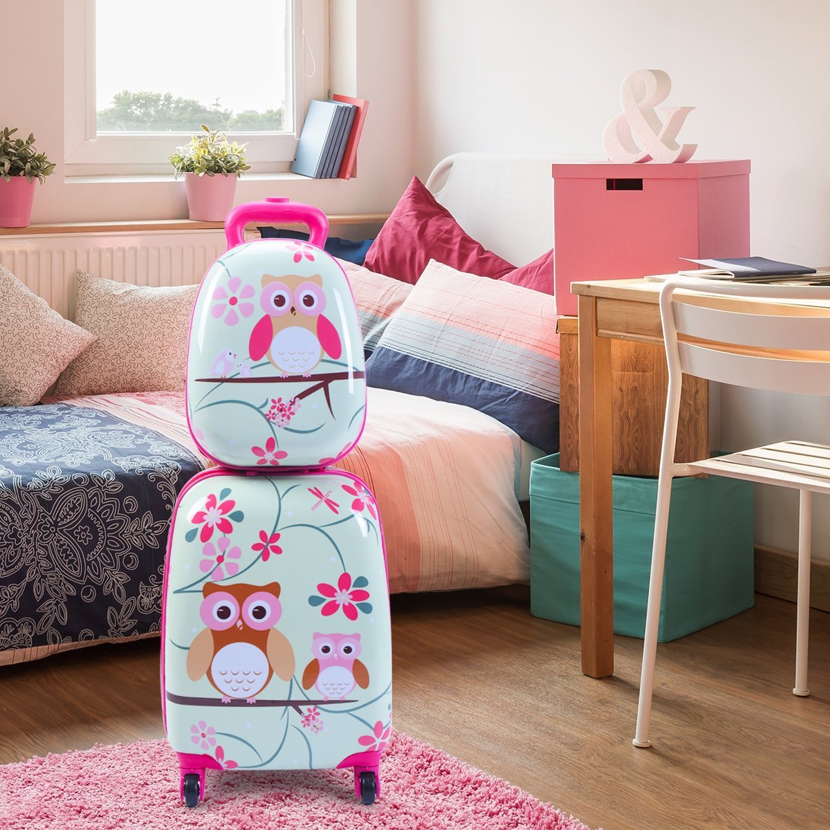 2-piece suitcase set travel luggage 16'' suitcase + 12'' backpack