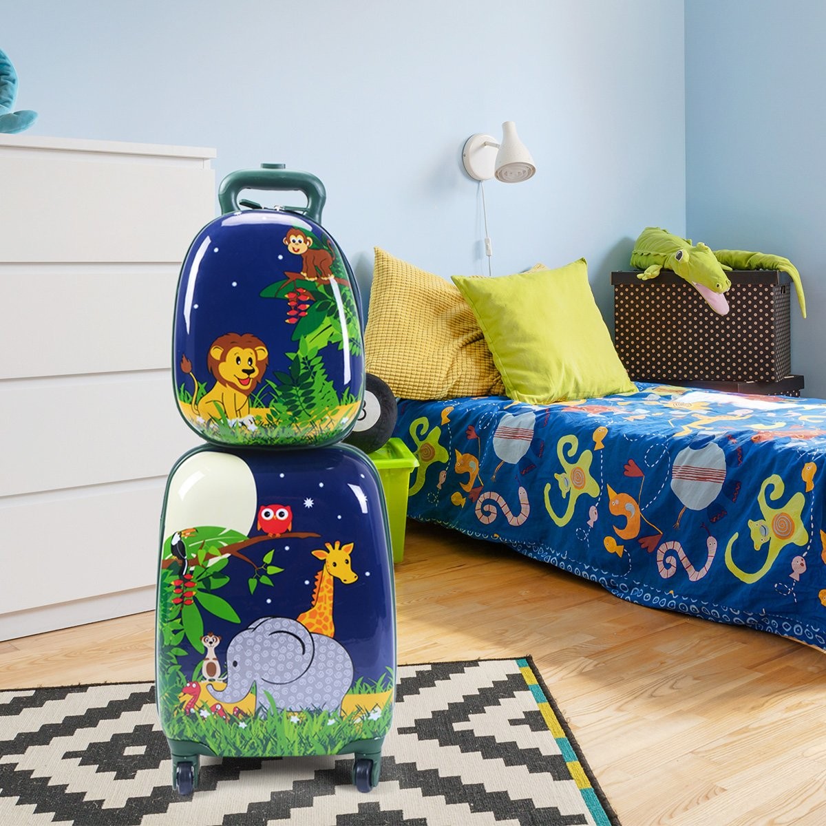 2-piece suitcase set travel luggage children's luggage 16'' suitcase + 12'' backpack