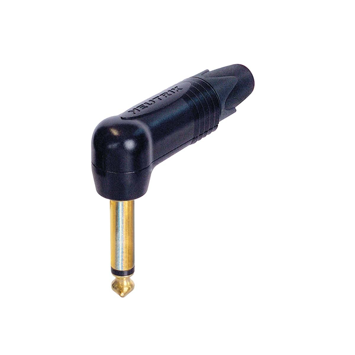 2-pin 1/4" professional right-angle phone jack, gold contacts, black shell