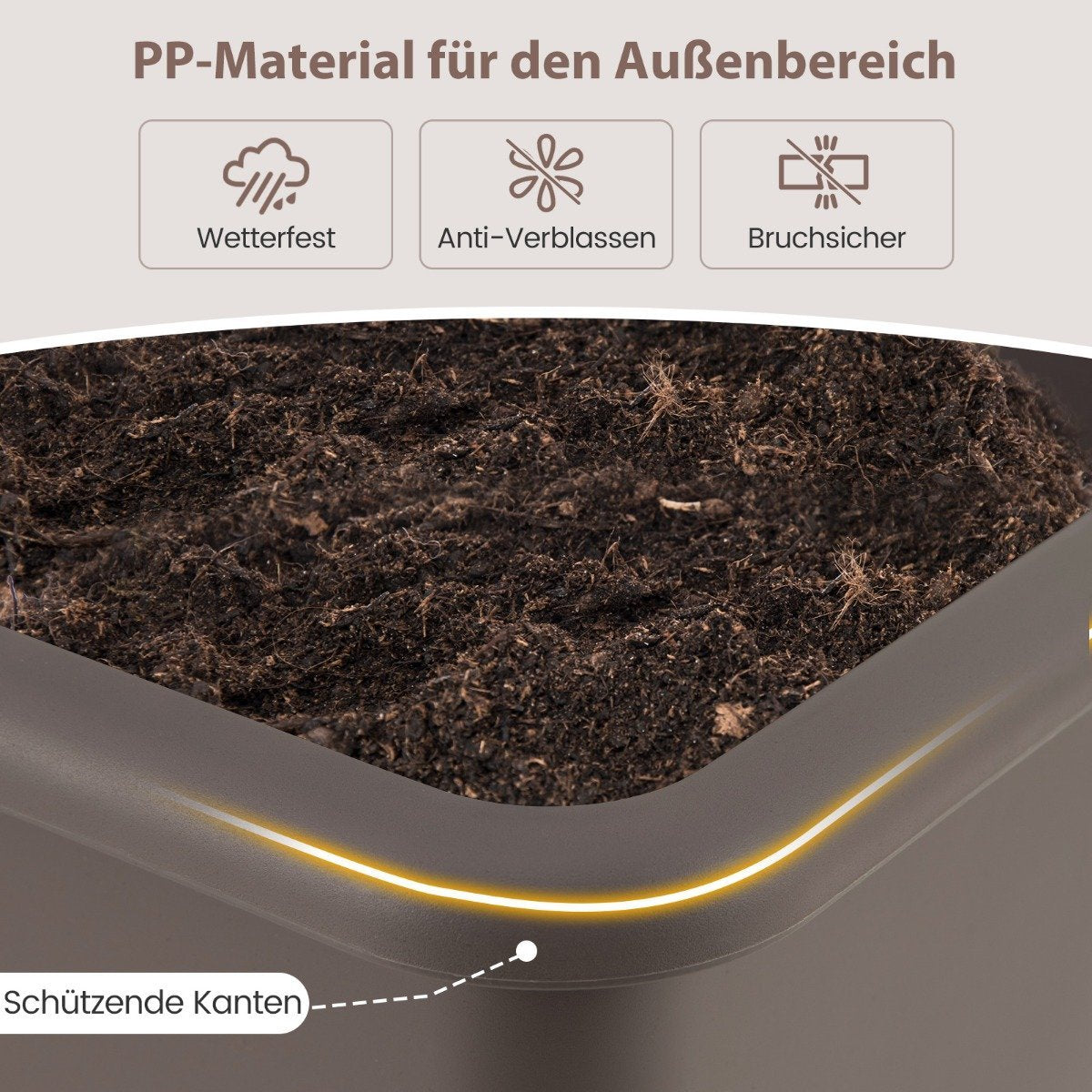 2 raised bed garden bed made of plastic 29 L plant box with removable legs and drainage hole coffee