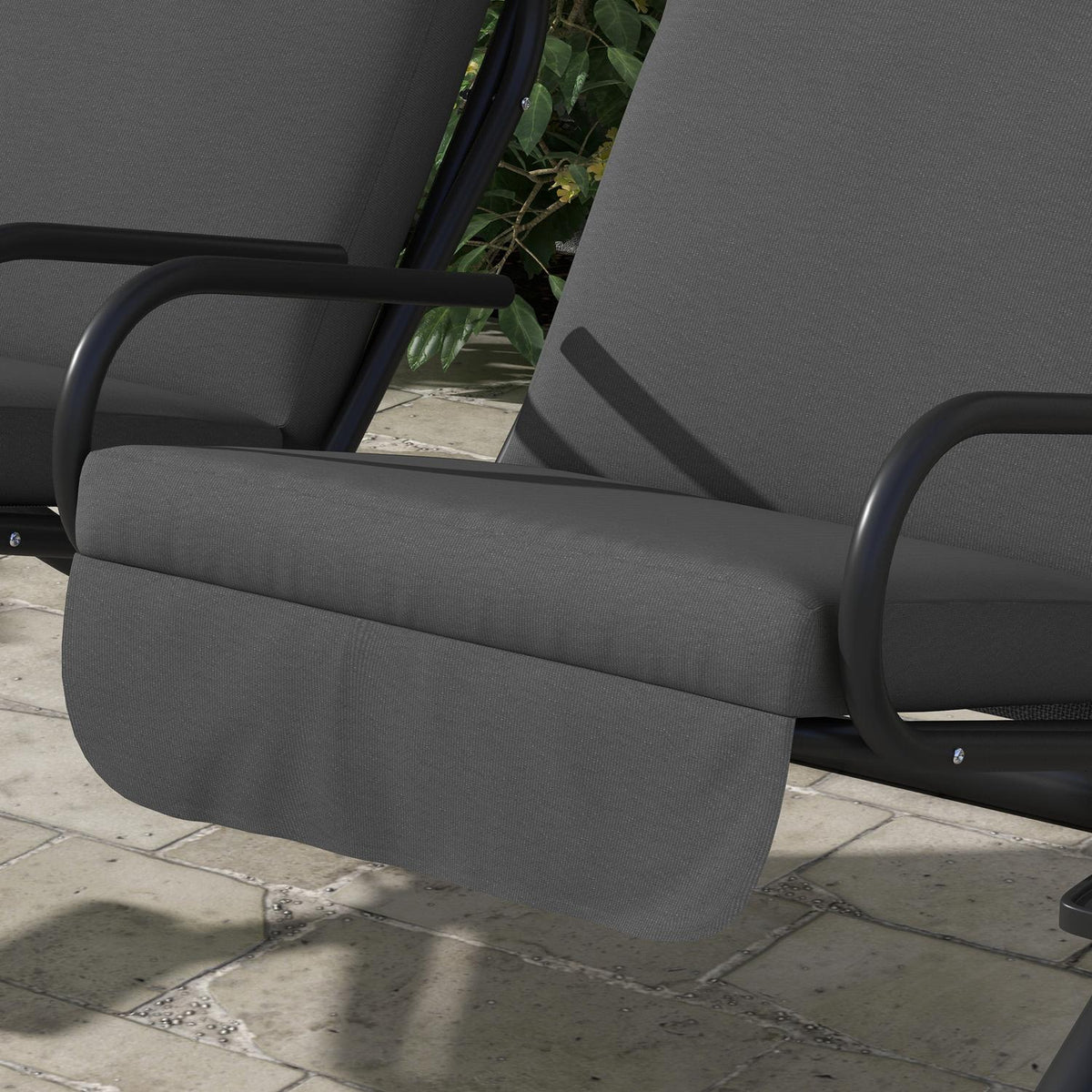 2-seater Hollywood swing garden swing with sun canopy gray 170 x 136 x 170 cm, sturdy steel construction for garden & terrace
