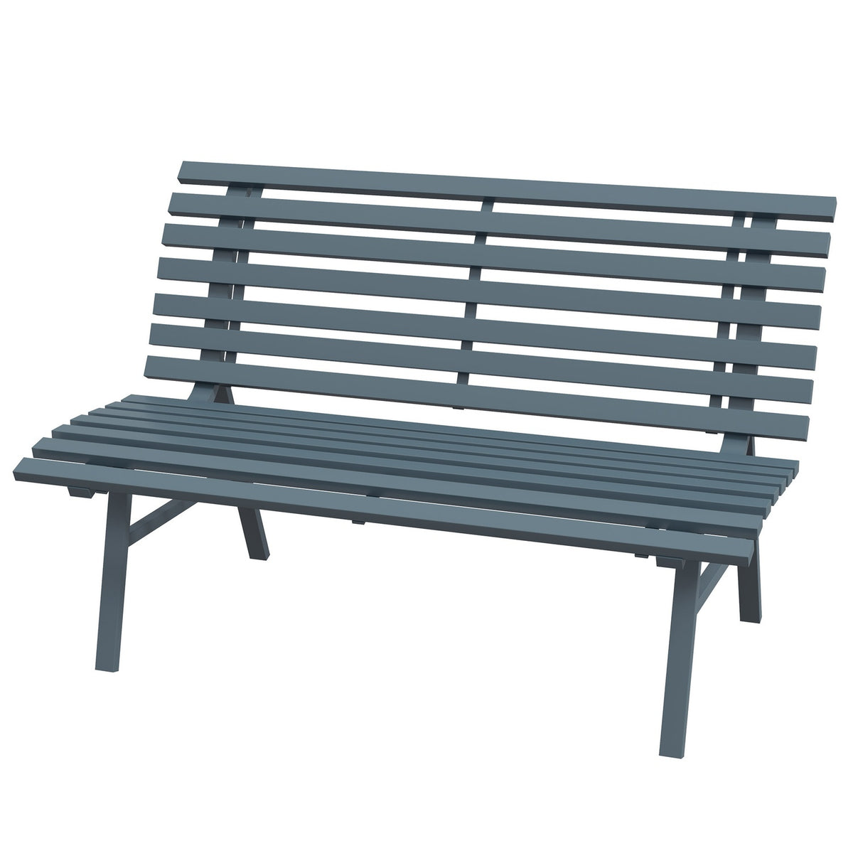 2-seater aluminum garden bench, weatherproof bench, UV-resistant garden furniture with slat design, park bench 240kg load capacity, balcony bench for balcony terrace, garden, 123x67x79cm, blue