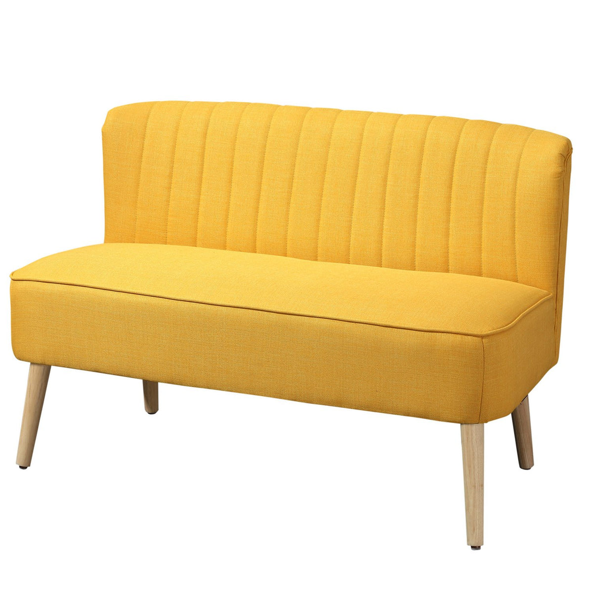 2-seater fabric sofa upholstered sofa seating lounge sofa wood foam yellow 117 x 56.5 x 77 cm