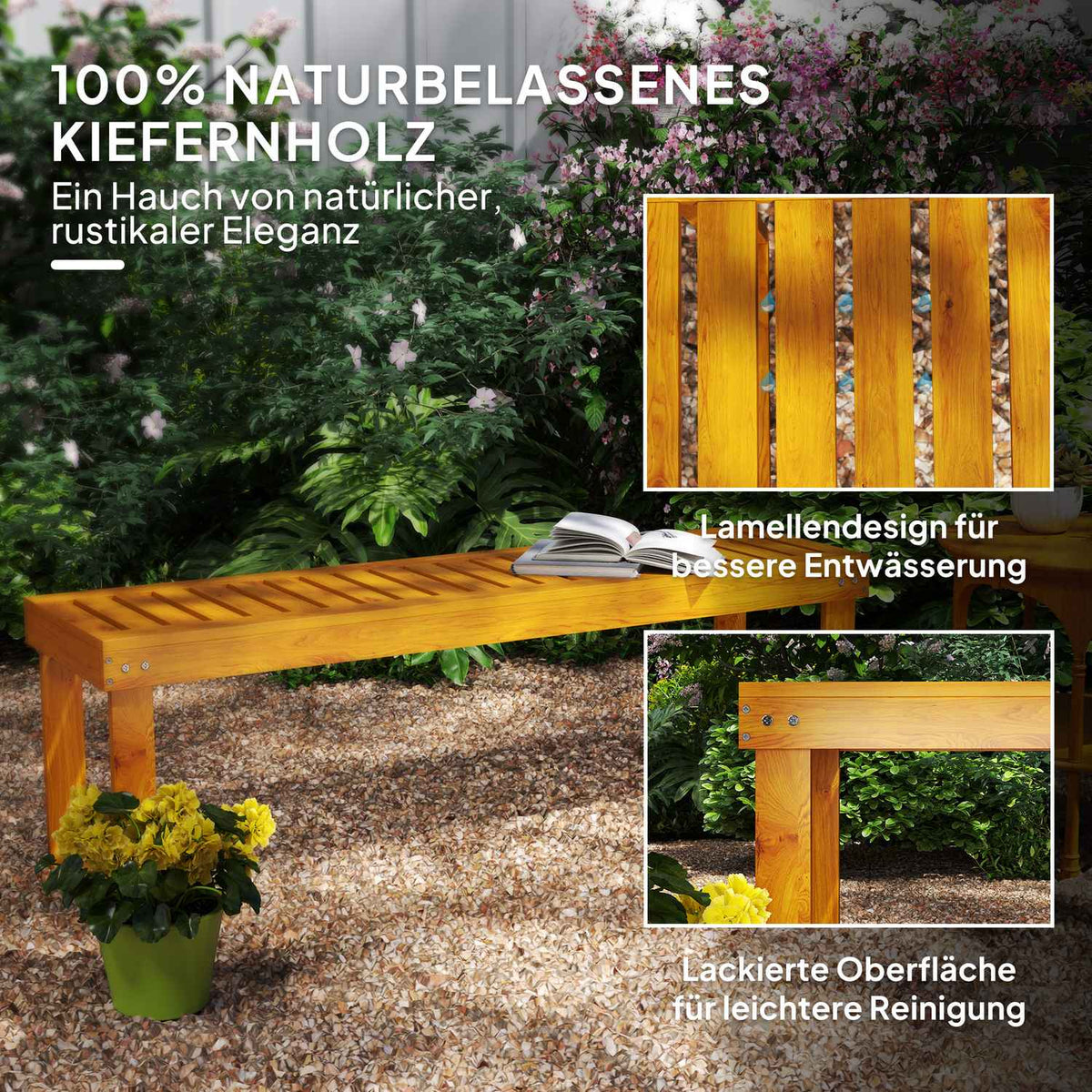 2-seater garden bench, weatherproof bench made of wood, 300 kg load-bearing park bench with slatted seat, garden furniture, balcony bench for garden, balcony, terrace, park, yard, veranda 128 x 51 x 73 cm, teak