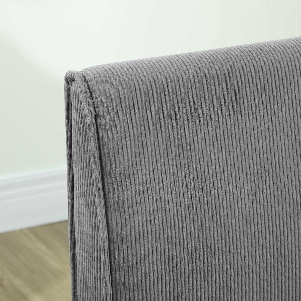 2 seater sofa, corduroy look couch, wooden legs, padded upholstered sofa, double sofa for bedroom, living room, 110 x 62 x 85 cm, gray