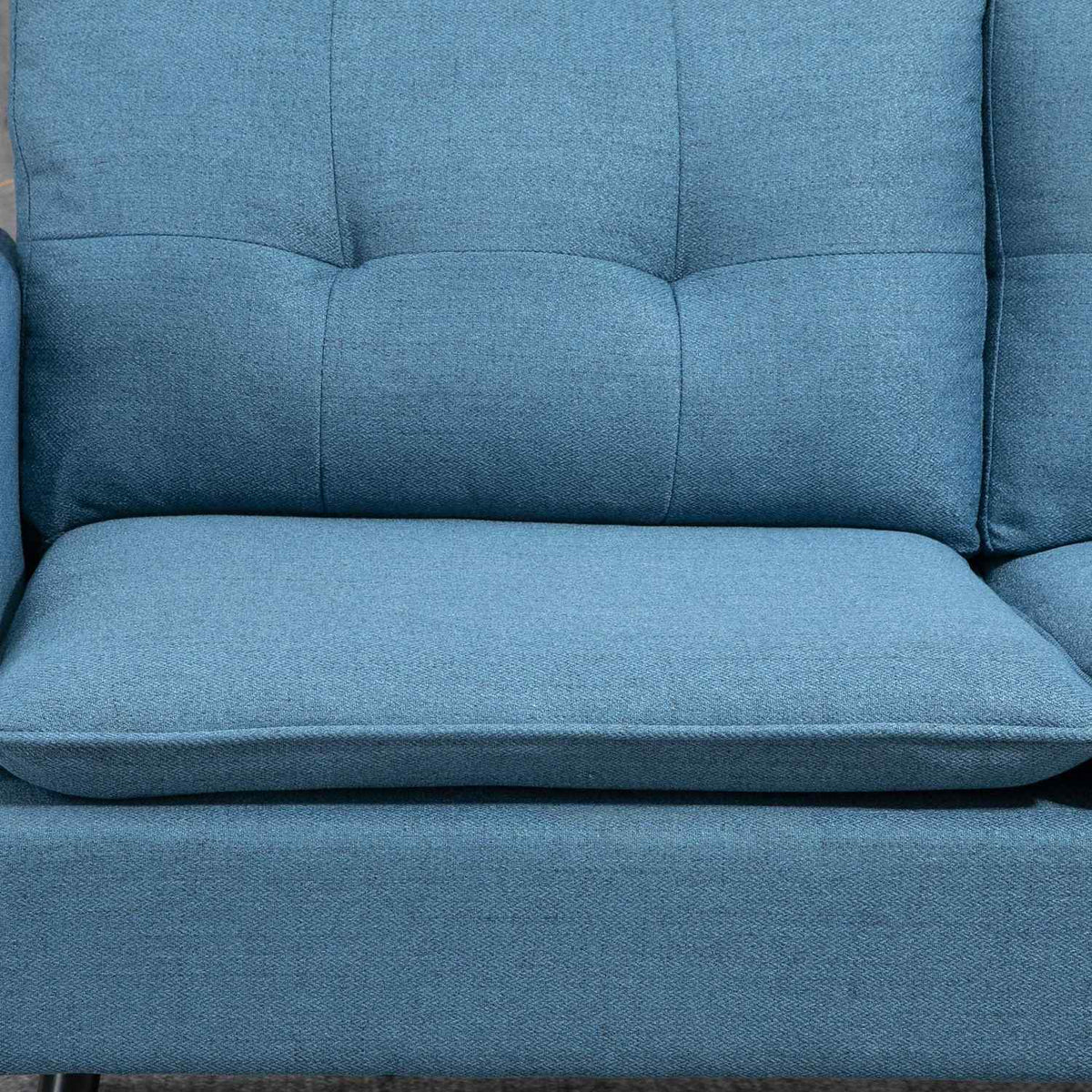 2 seater sofa, couch with thick cushion, upholstered sofa with steel legs, modern double sofa for living room, bedroom, dark blue