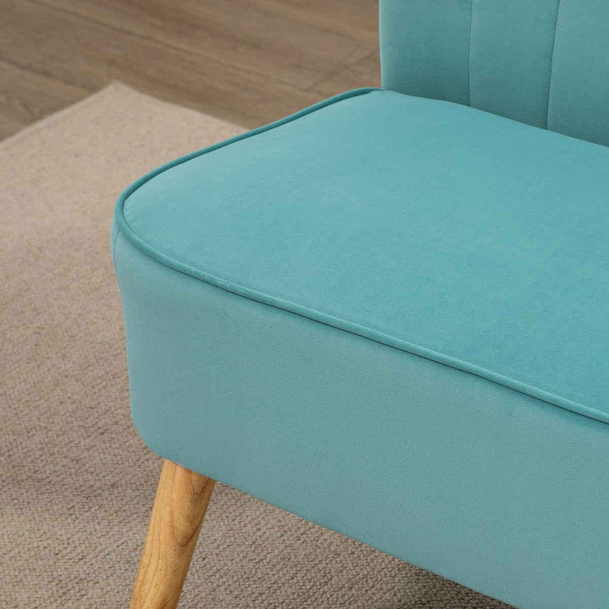 2-seater sofa, loveseat with linen look, double sofa with wooden legs, load capacity up to 150 kg, green, 117 x 56.5 x 77 cm