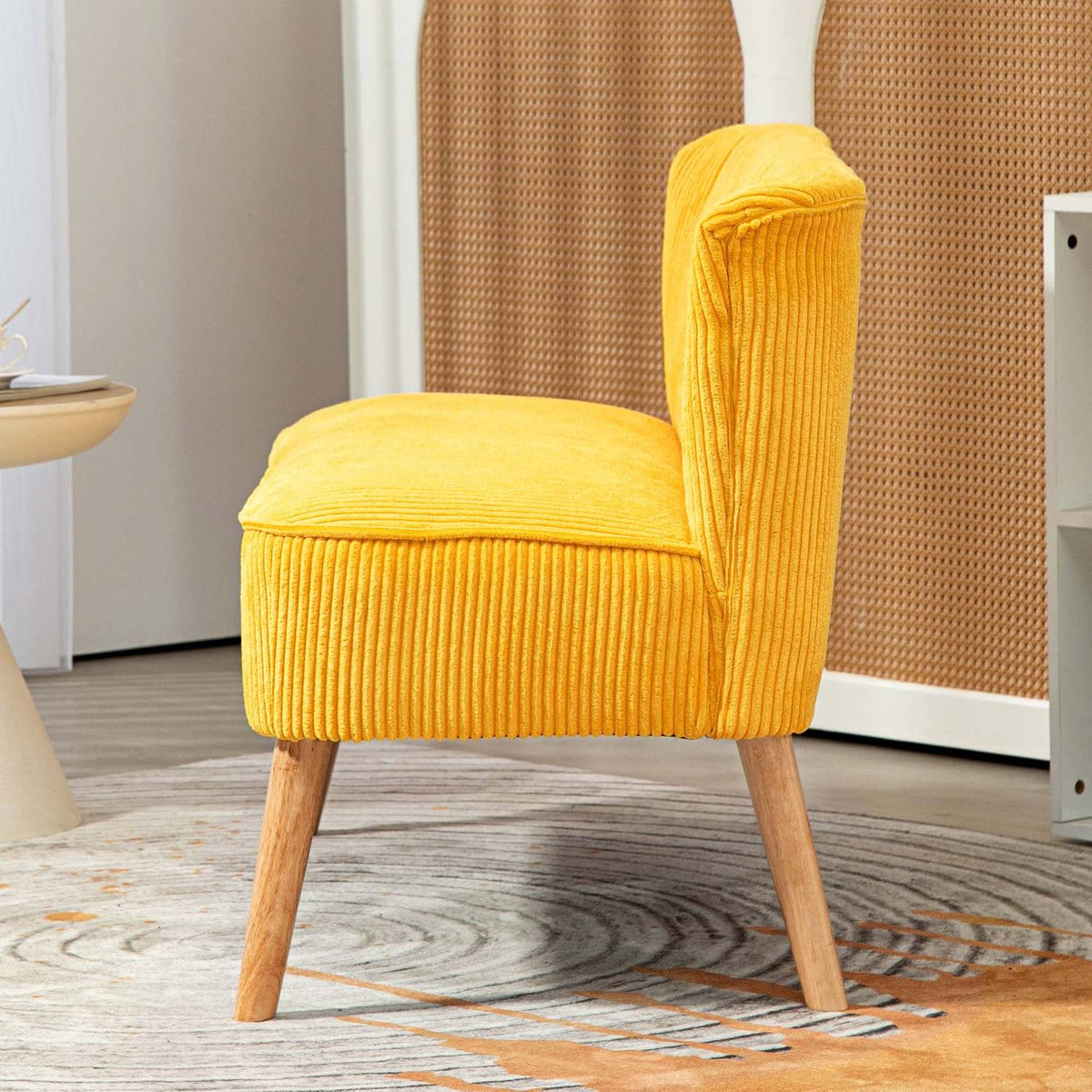 2-seater sofa, upholstered sofa, double sofa, two-seater sofa, cord-like polyester foam for living room, bedroom, 117 x 56.5 x 77 cm, yellow