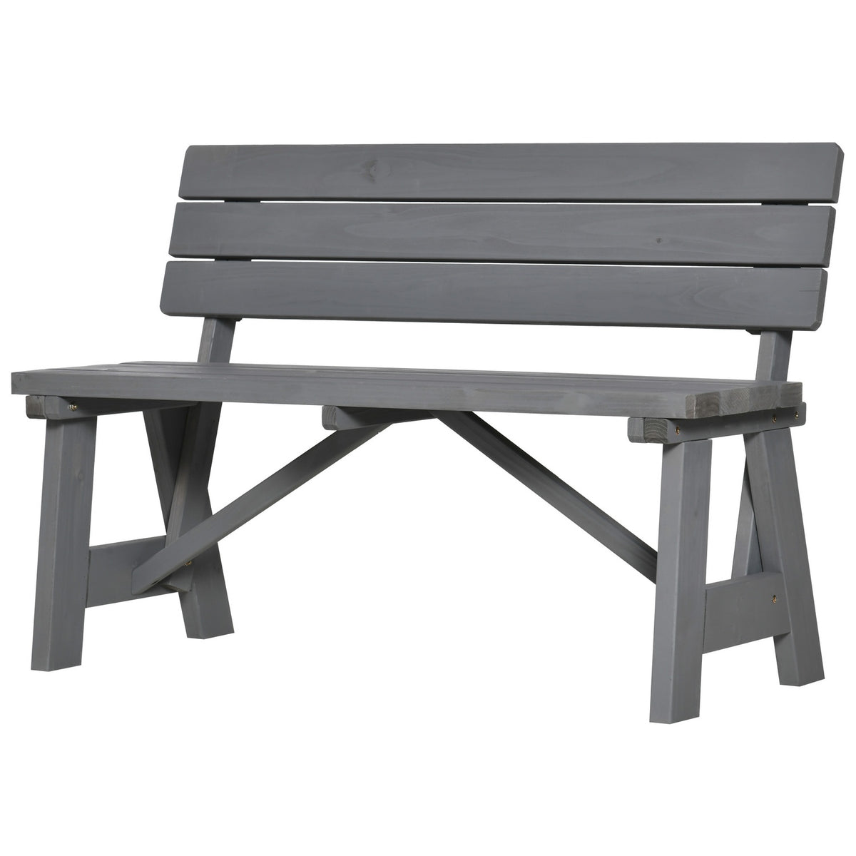 2-seater wooden garden bench, weatherproof bench, UV-resistant garden furniture with backrest, park bench with a load capacity of 220 kg, balcony bench, wooden bench for balcony, terrace, garden, 116 x 56 x 80 cm, grey |