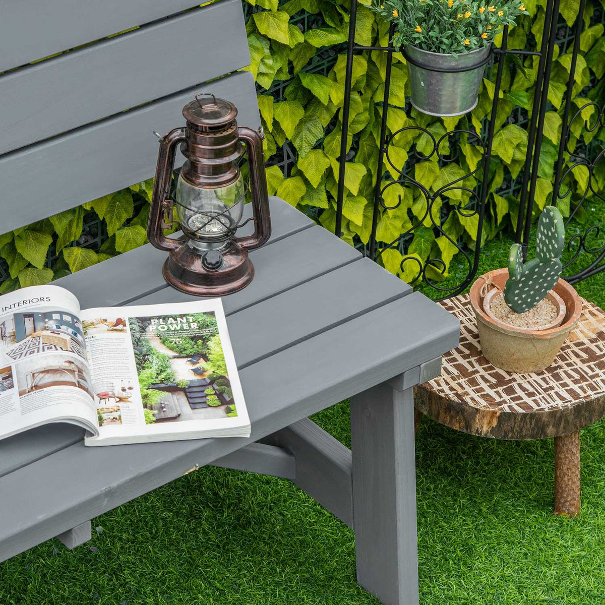 2-seater wooden garden bench, weatherproof bench, UV-resistant garden furniture with backrest, park bench with a load capacity of 220 kg, balcony bench, wooden bench for balcony, terrace, garden, 116 x 56 x 80 cm, grey |