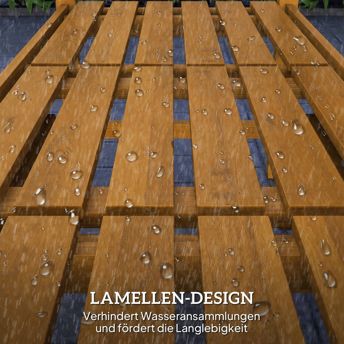 2-seater wooden garden bench, weatherproof bench with back and armrests, 320 kg load capacity, 149 x 56.5 x 89 cm, teak
