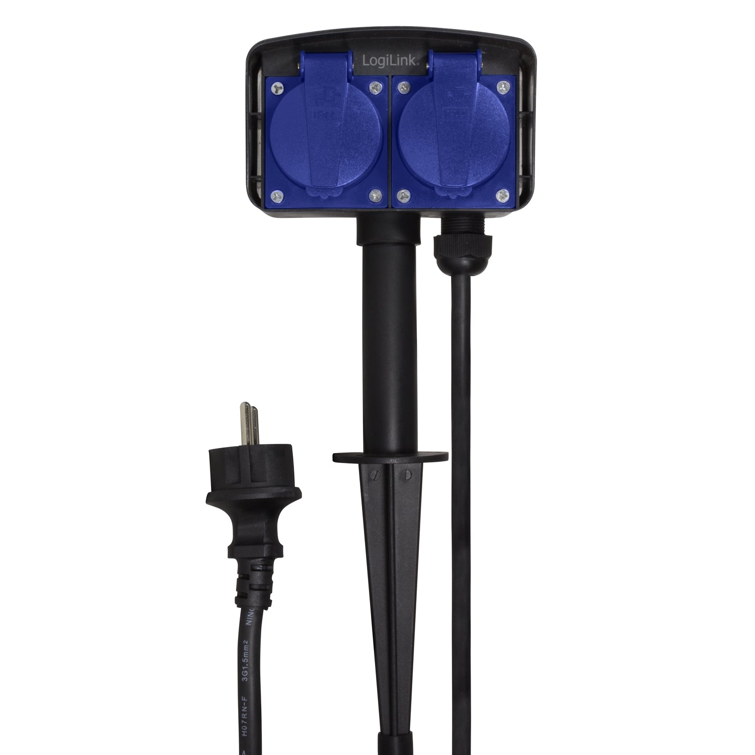 2-way socket outlet with spike Outdoor use 2m