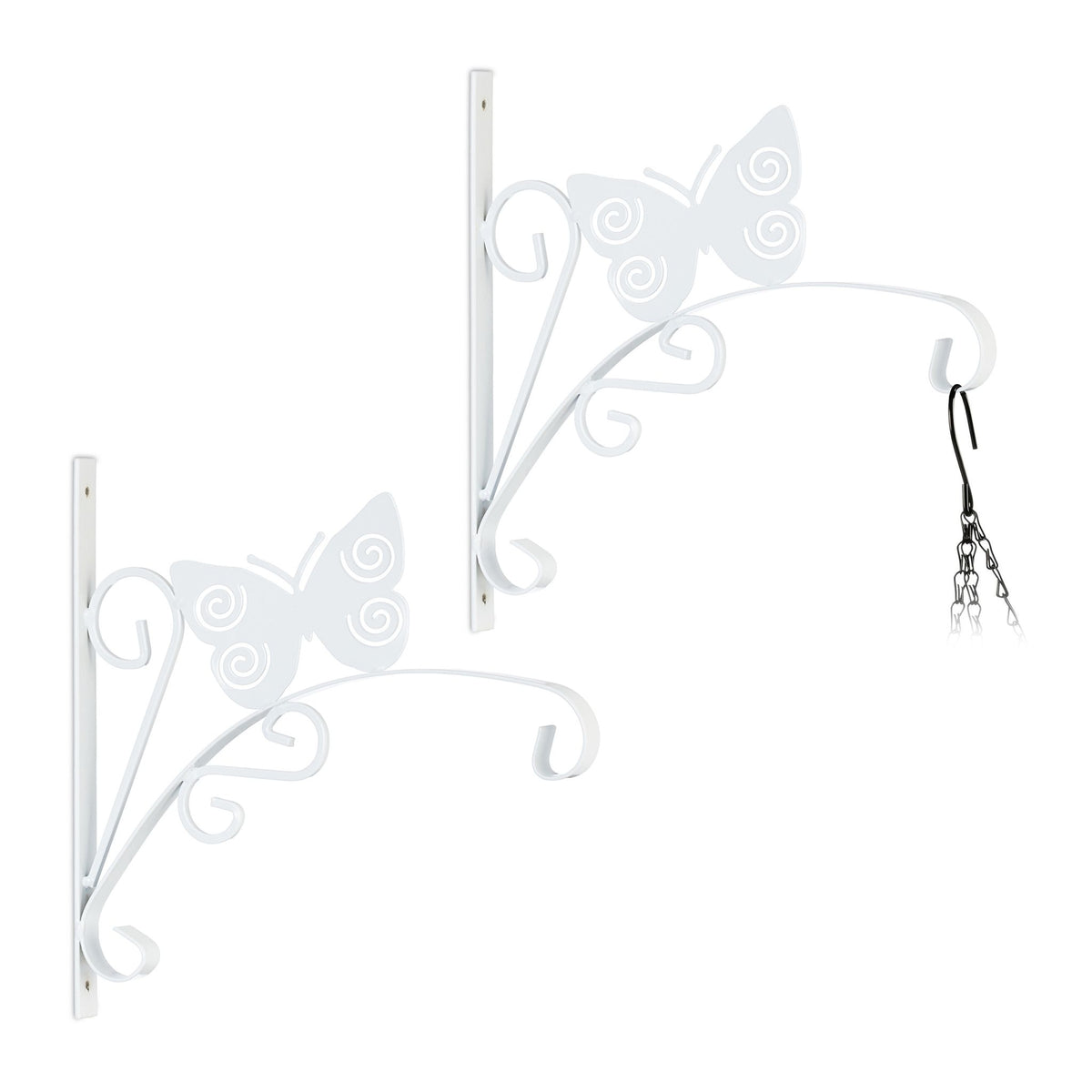 2x Holder for hanging basket with butterfly
