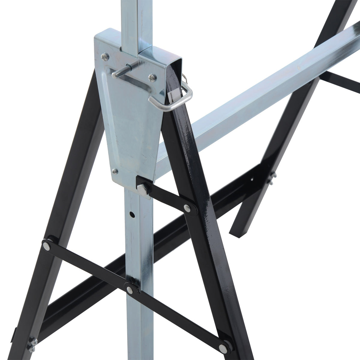 2 x scaffolding trestle, folding trestle, height adjustable up to 200 kg, made of steel, black, 68 x 58 x 80-130 cm for construction work and DIY enthusiasts