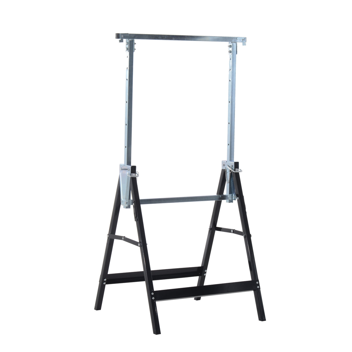 2 x scaffolding trestle, folding trestle, height adjustable up to 200 kg, made of steel, black, 68 x 58 x 80-130 cm for construction work and DIY enthusiasts