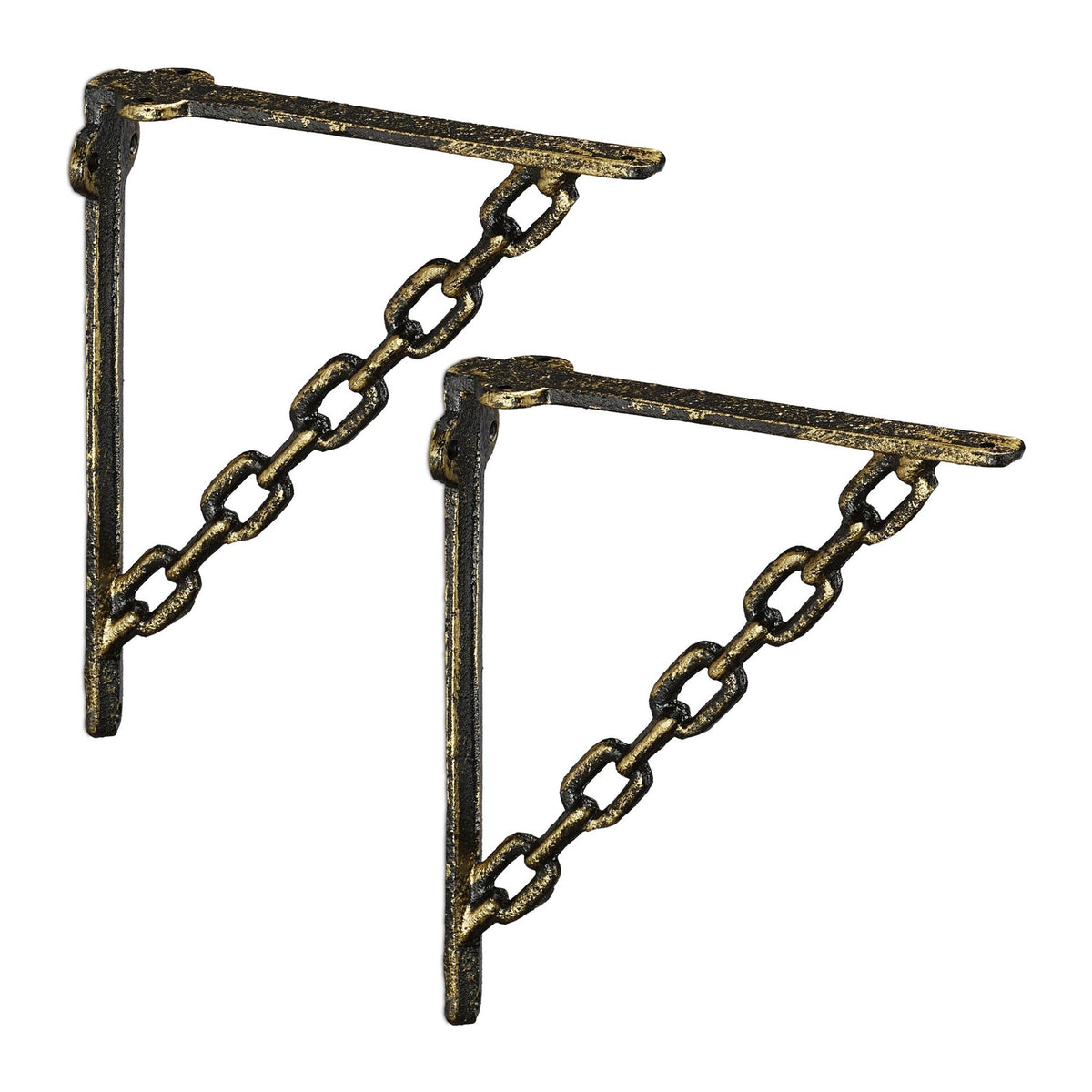 2x shelf bracket in cast iron with chain