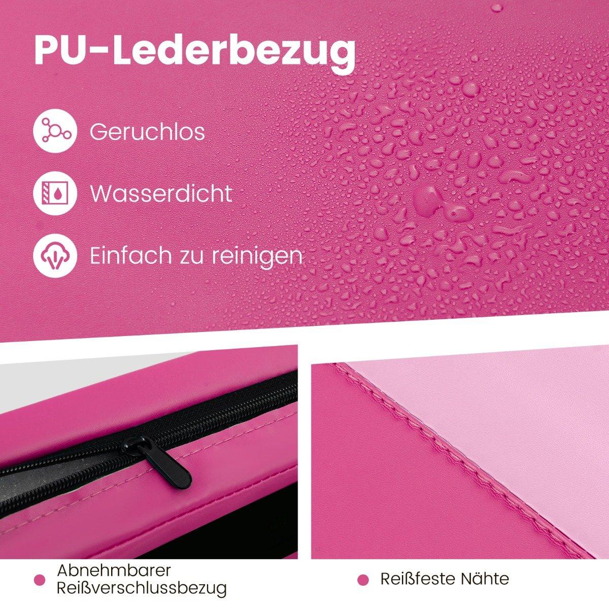 300 x 117 x 5 cm soft floor mat made of faux leather with climbing fastener and carrying handles pink