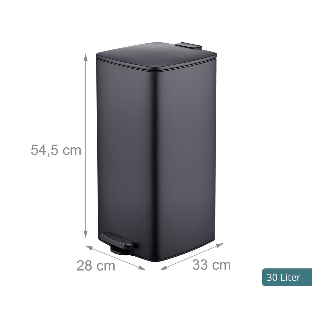 30L Black Pedal Bin with Soft-Close Lid