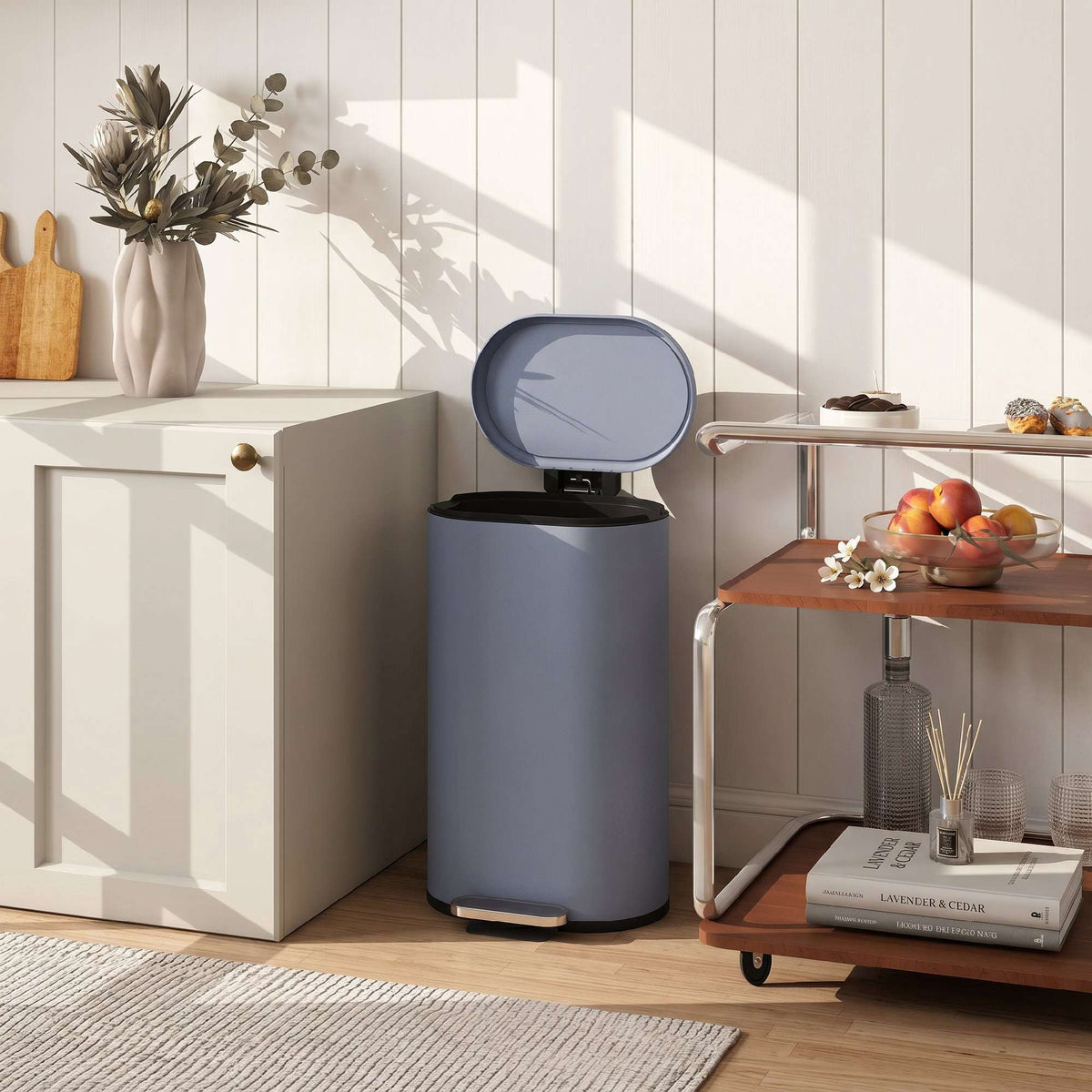 30L Kitchen Pedal Trash Can, Soft-Close Lid, Gray