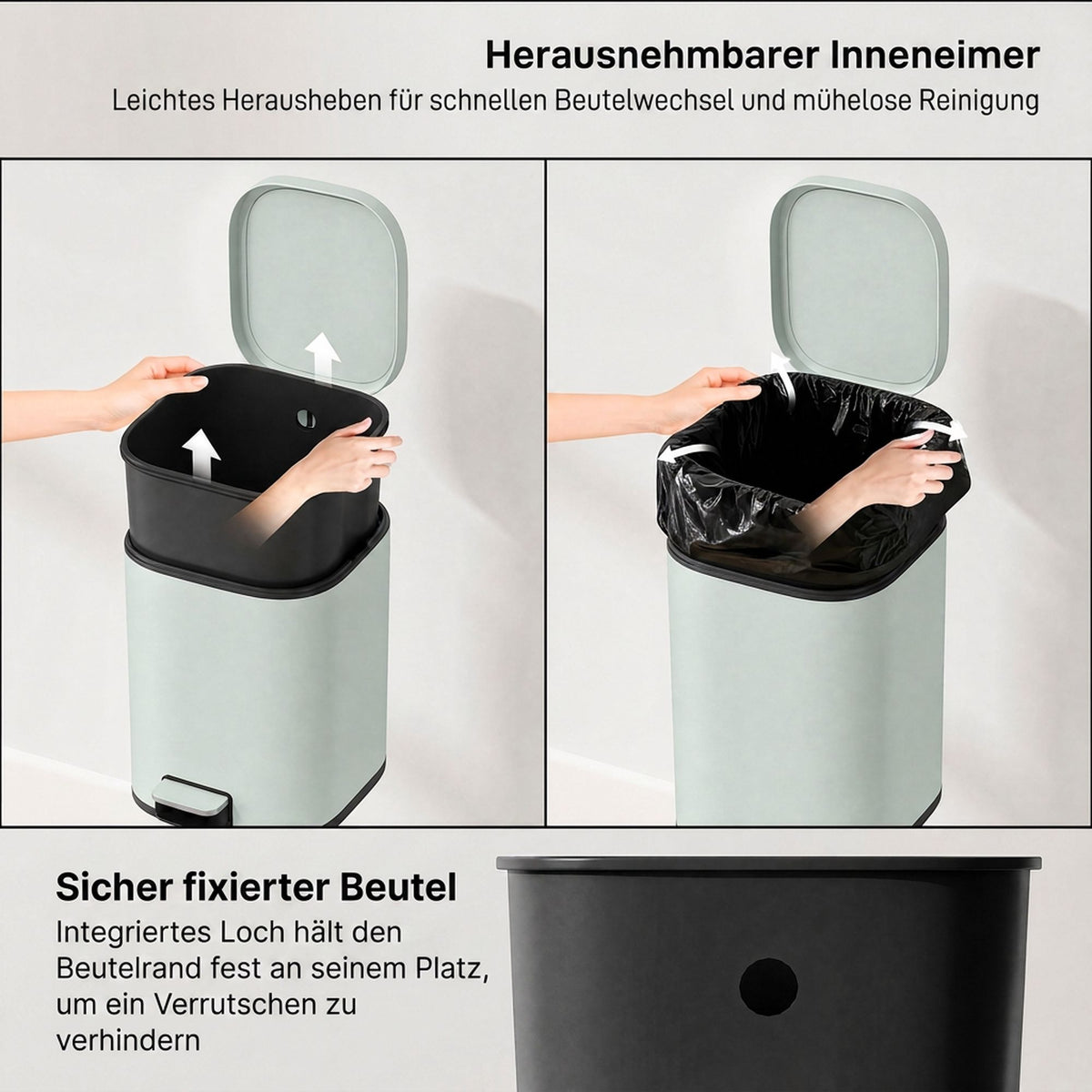 30L Metal Kitchen Trash Can, Soft-Close Lid, Green