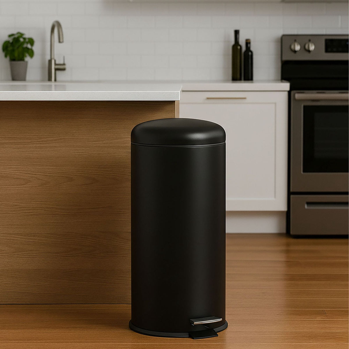 30L Metal & Plastic Pedal Kitchen Bin