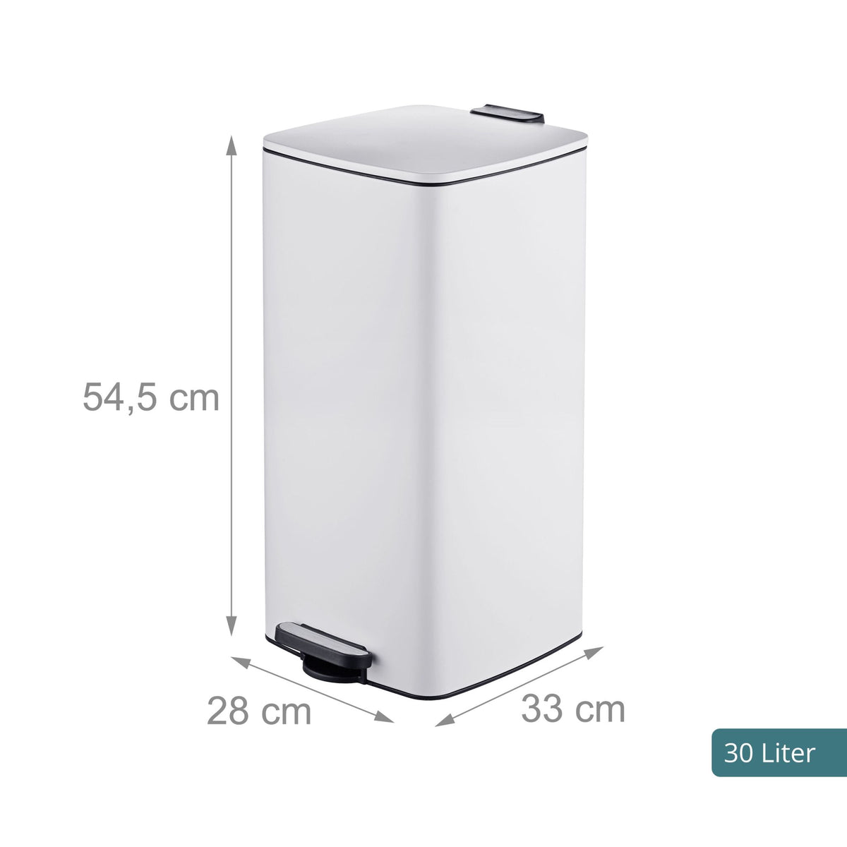 30L White Pedal Bin with Soft-Close Lid