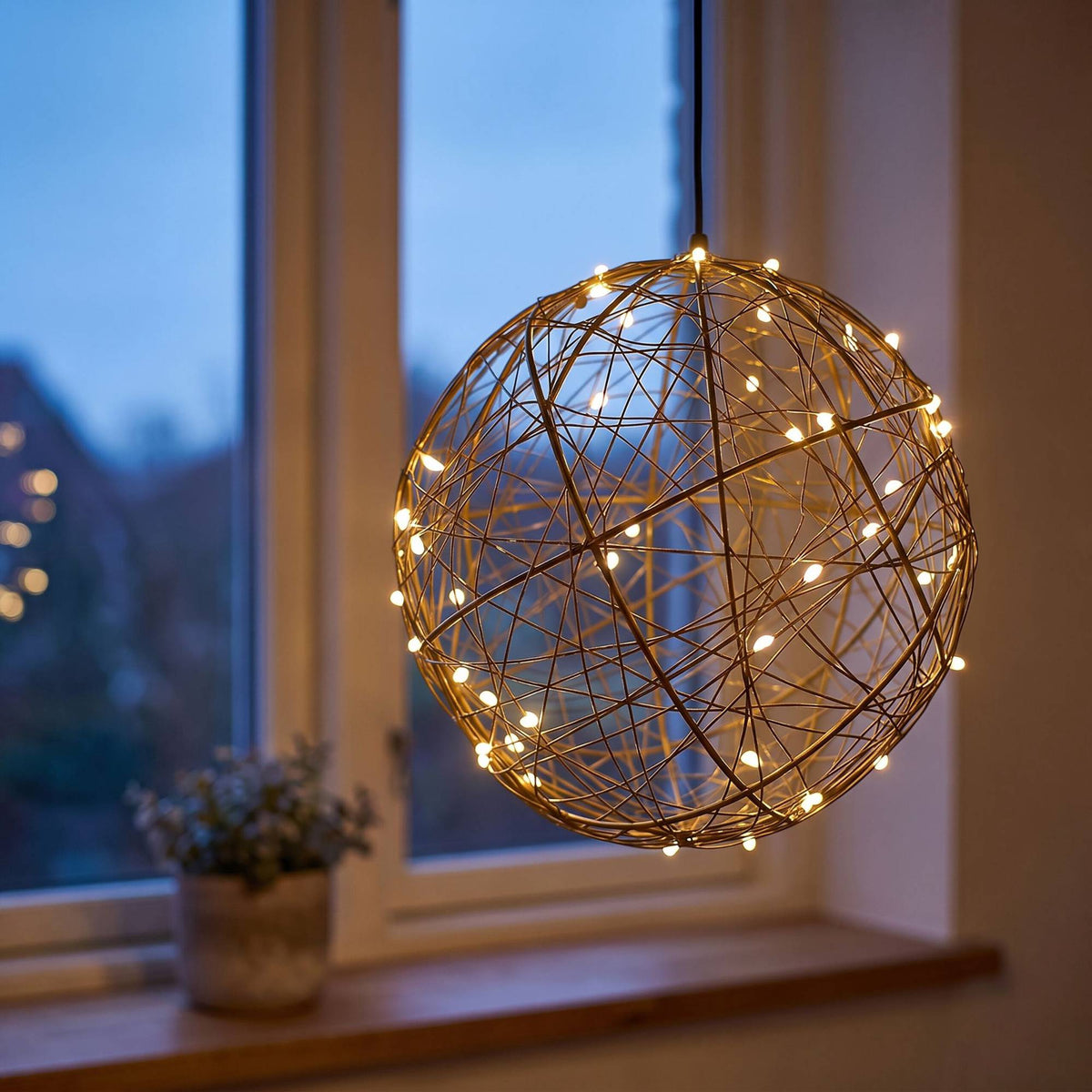 30 cm Gold LED Decor Orb – Warm White Light Sphere