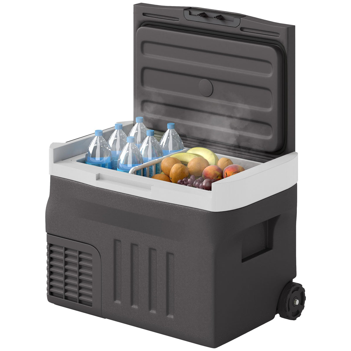 30 liter compressor cool box electric cool box with LED ECO mode connection cool keeping function freezer box thermobox mini fridge 12/230 volts for car socket truck camping black |