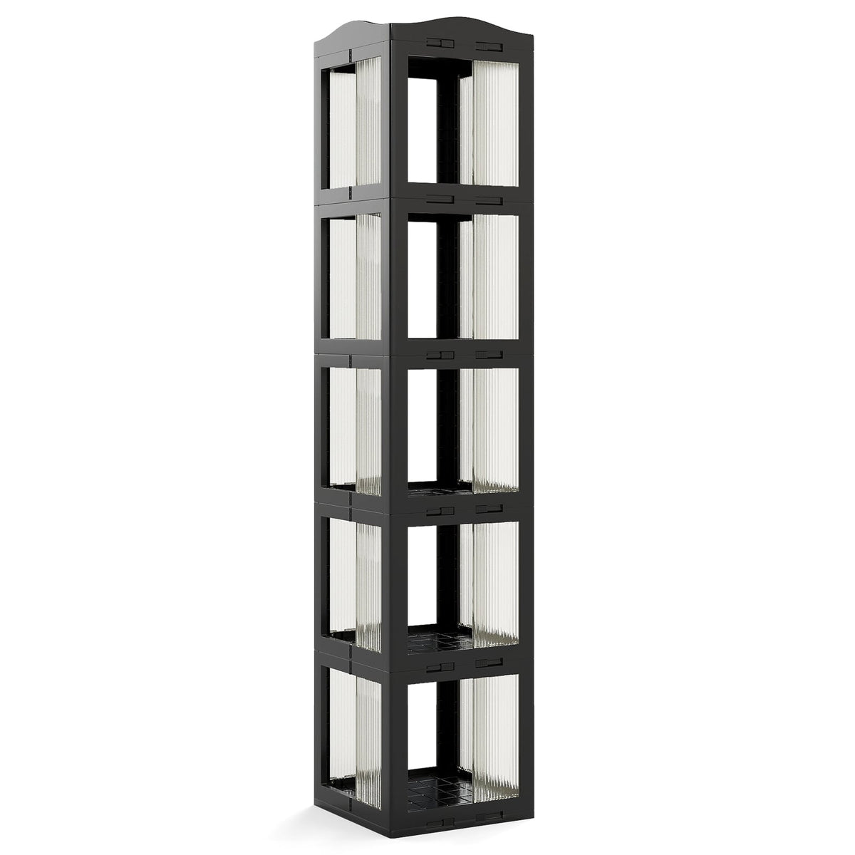 360 Rotating Bookshelf, Foldable, Transparent, Black, 174 cm