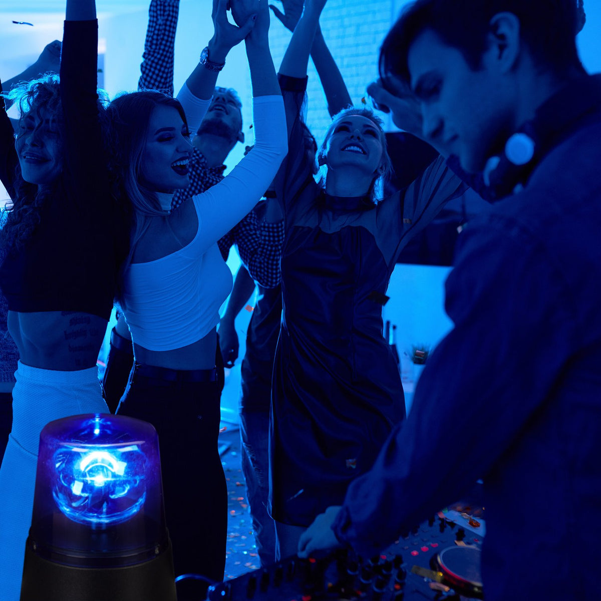 360° Rotating LED Party Lights, Red & Blue, Set of 2