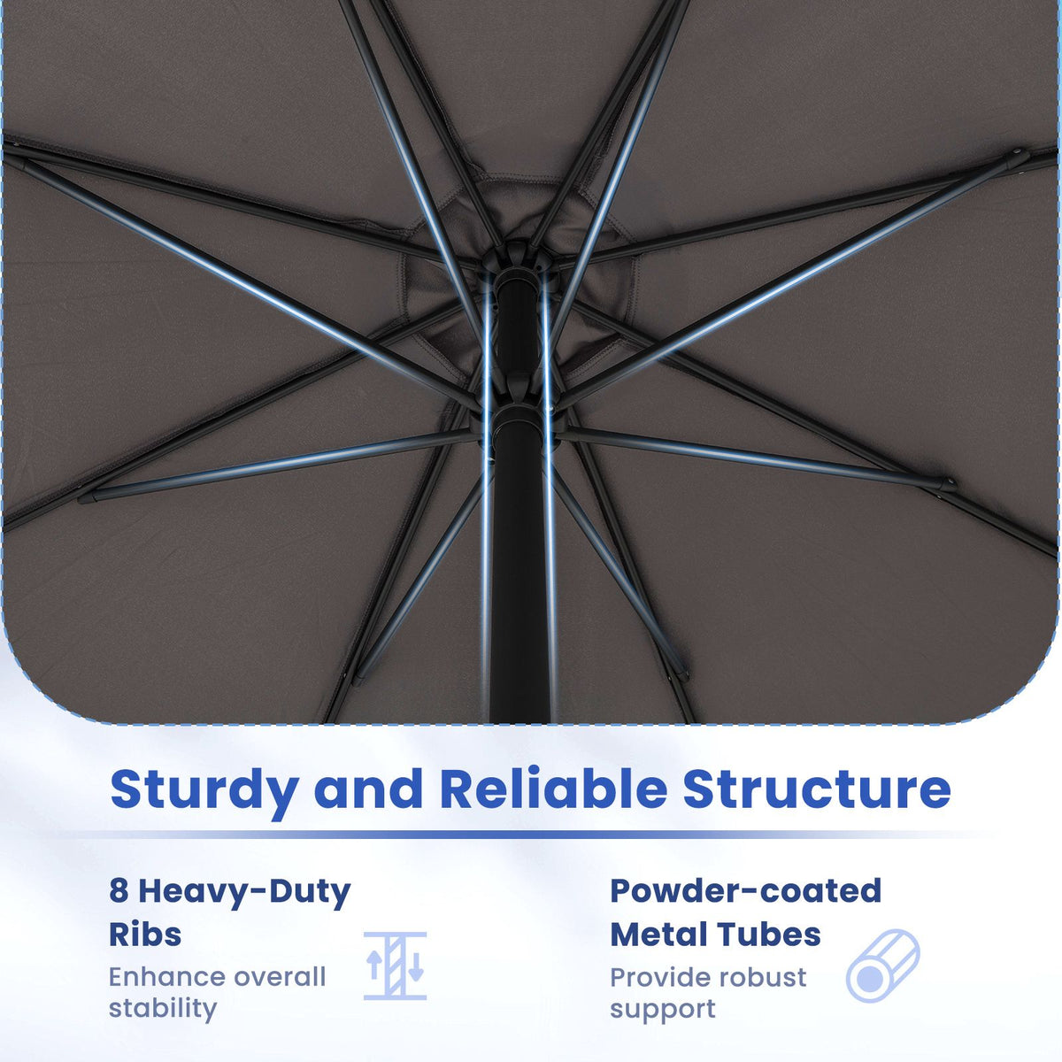 3.6m Patio Market Umbrella With Crank Handle, Grey
