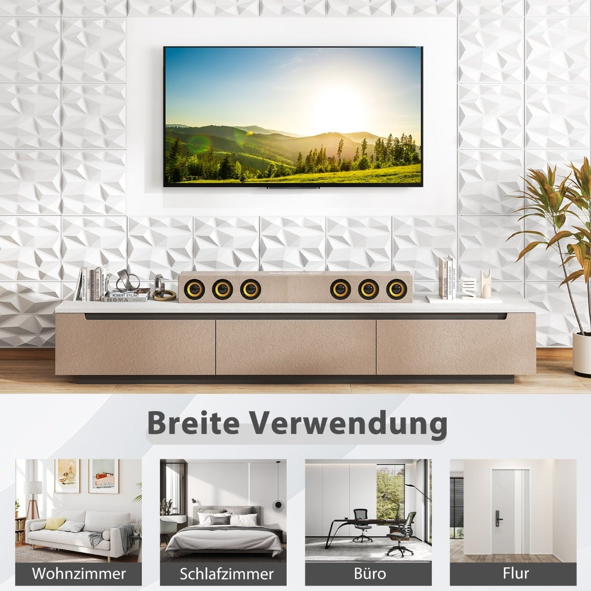 3D Wall Panels, Diamond Pattern, 50 Pack, 4.5m² Coverage