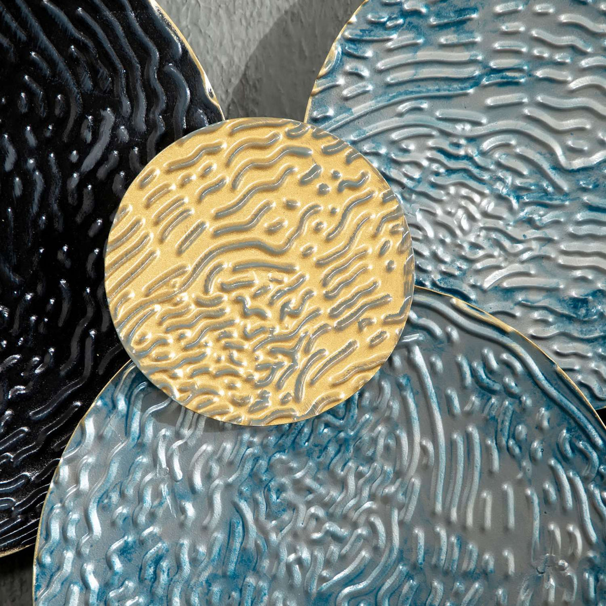 3D Wall Picture Metal Picture, Wall Sculpture, Living Room Art, Modern, 121X53Cm, Gold Black Blue