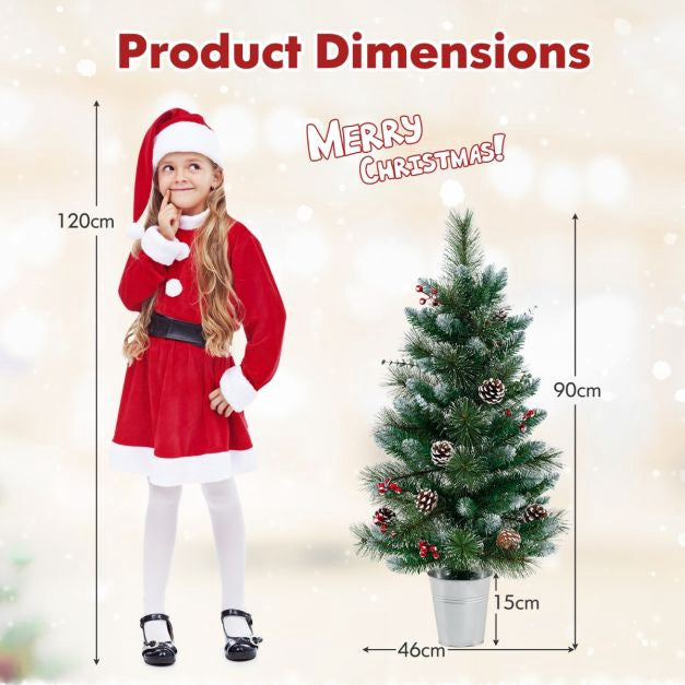 3 Ft Tabletop Christmas Tree, Battery LED, Metal Base