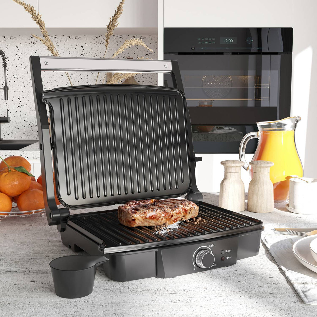 3-In-1 Contact Grill 2000W, Non-Stick Coated, For 4 Slices, Adjustable Thermostat, 180° Hinged, 35.1X32.6X15.5Cm