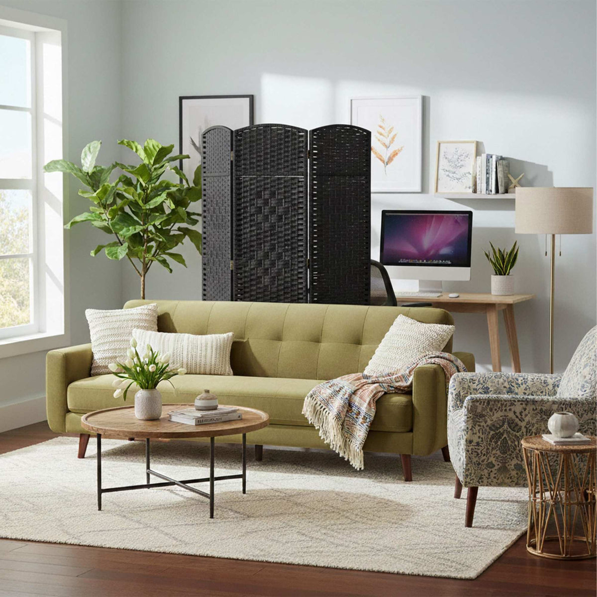 3-Panel Room Divider Folding Screen