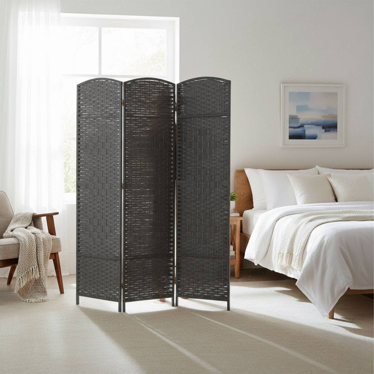 3-Panel Room Divider – Folding Screen, Space-Saving Design