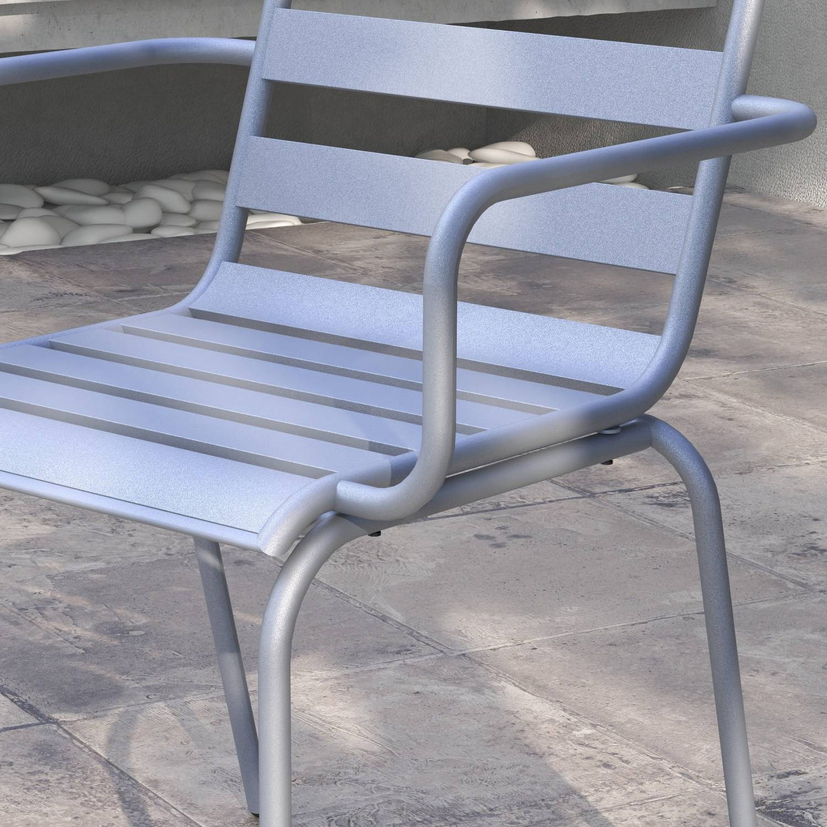 3 Pcs. Bistro Set Garden Furniture Set With 1 Coffee Table, 2 Stackable Chairs, Balcony Set, Seating Group For Balcony, Terrace, Steel, Light Gray