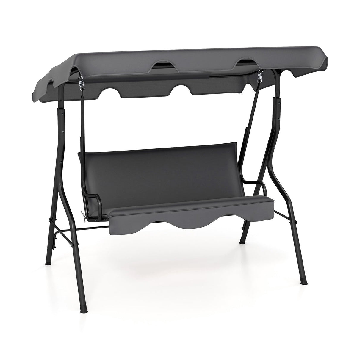 3-Person Outdoor Swing with Adjustable Canopy, Grey