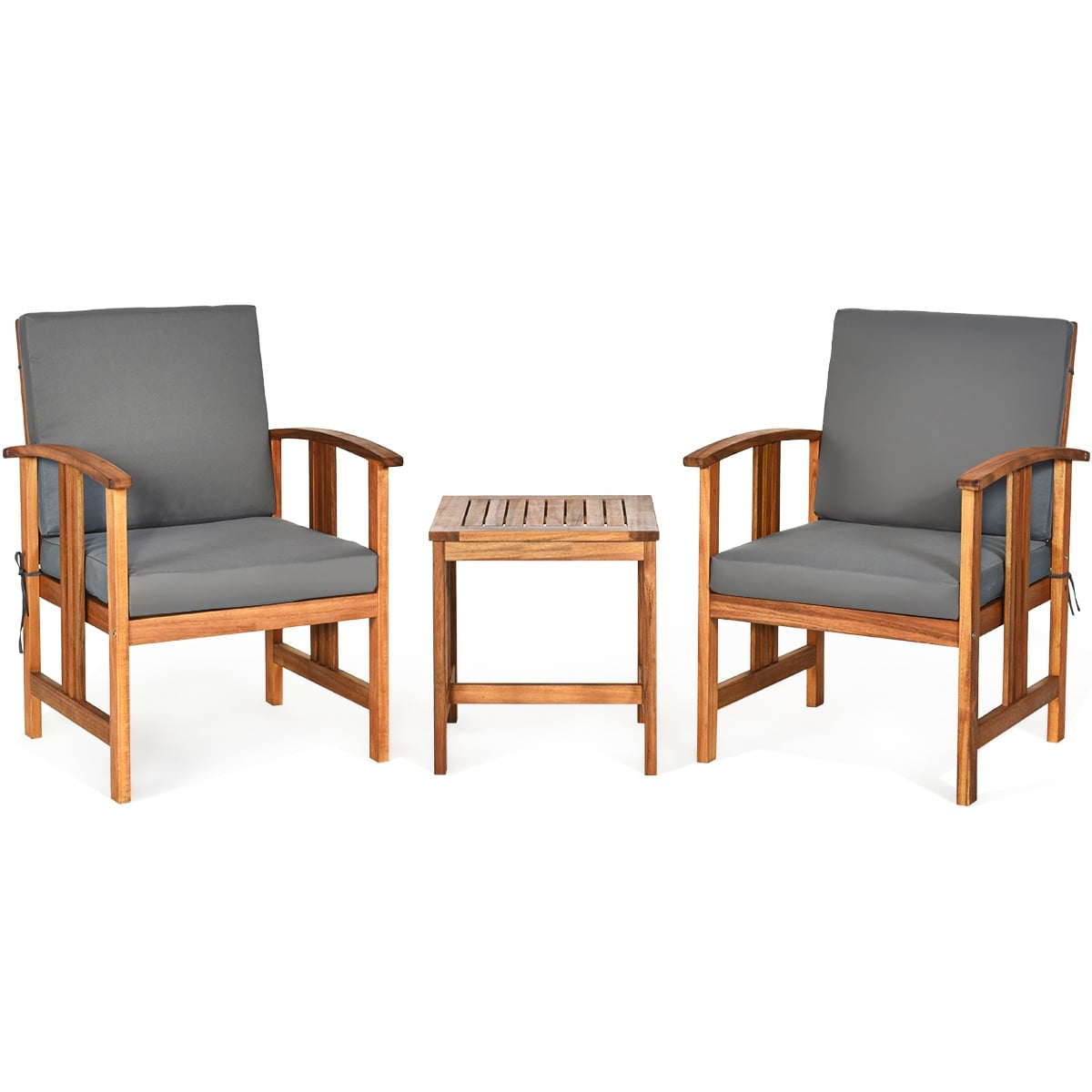 3-Piece Acacia Wood Sofa Set with Cushions